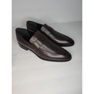 HUGO BOSS Penny Loafers 6.5 Men's Dark Brown Eton Leather Dress Casual